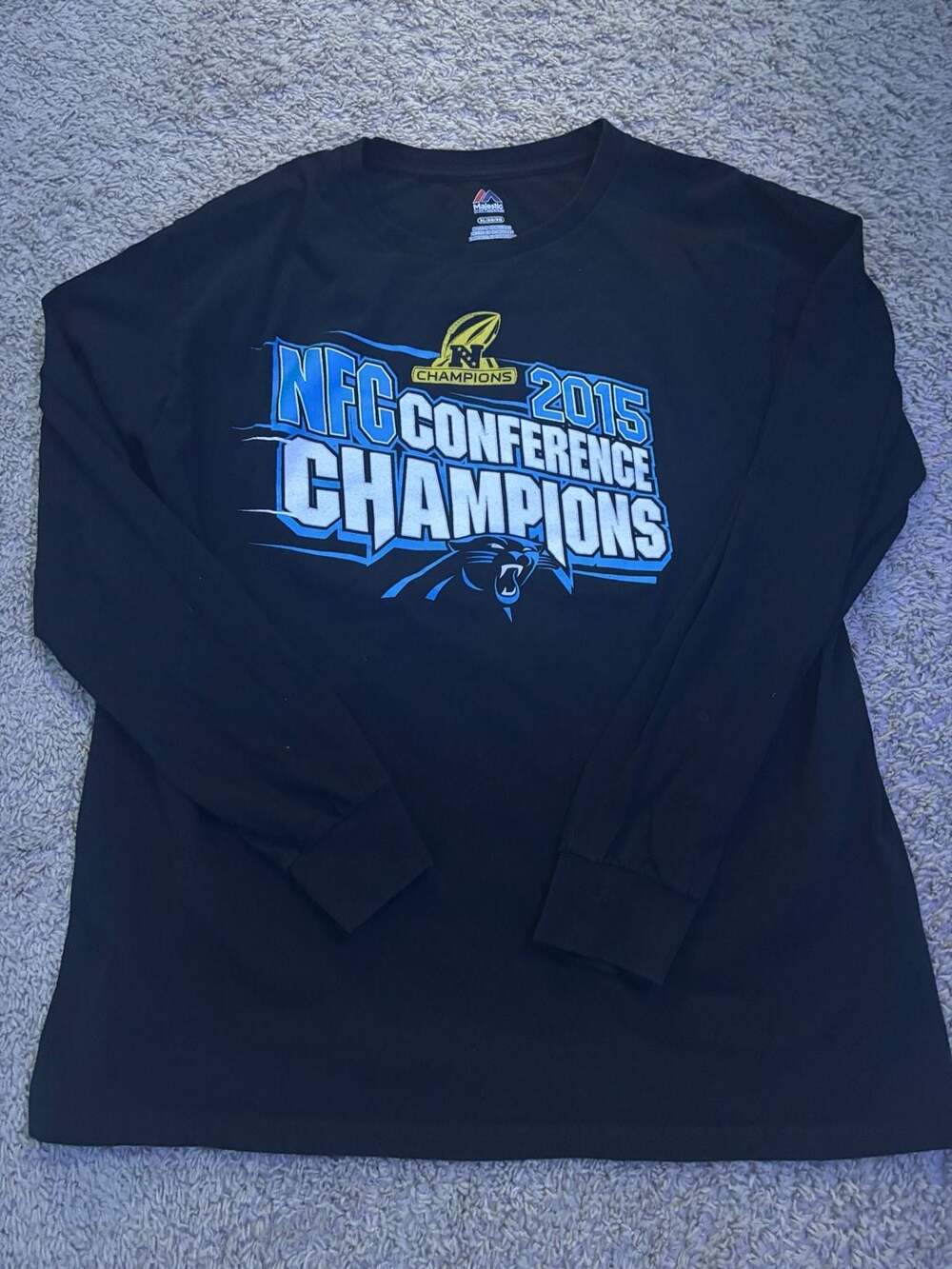 Majestic Carolina Panthers 2015 NFC Conference Champions Black Long Sleeve T-Shi